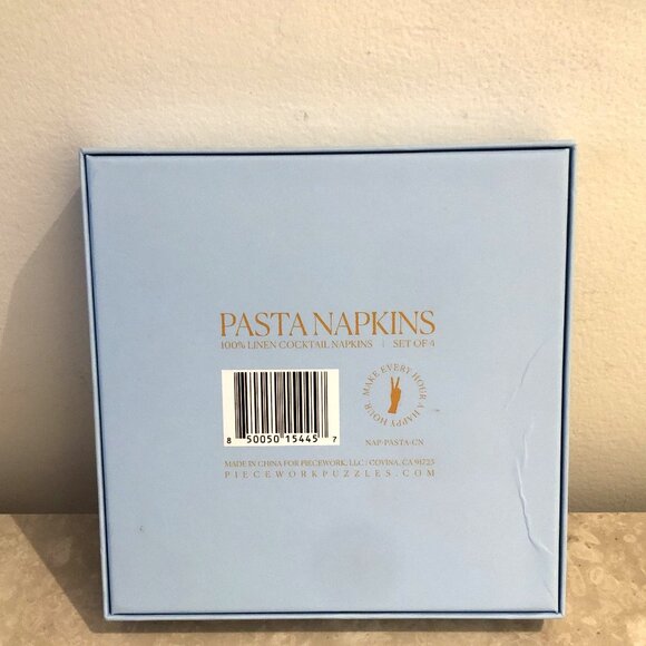 NEW IN BOX! Piecework Pasta Cocktail Napkin Set - Hostess Entertaining Gift - Picture 7 of 8